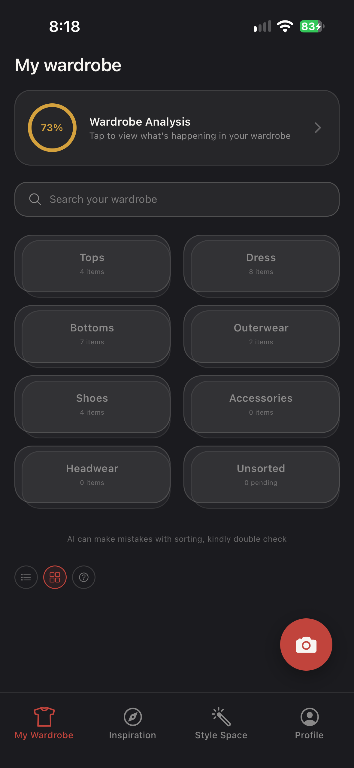 Wearsper digital wardrobe grid